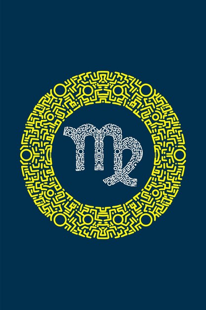 Signo del zodiaco de Virgo con ornamental