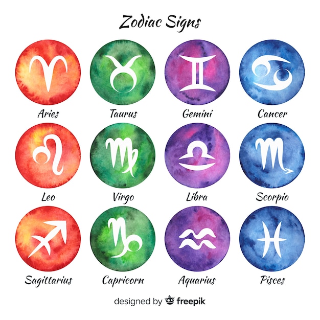Vector signos de acuarela zodiacos