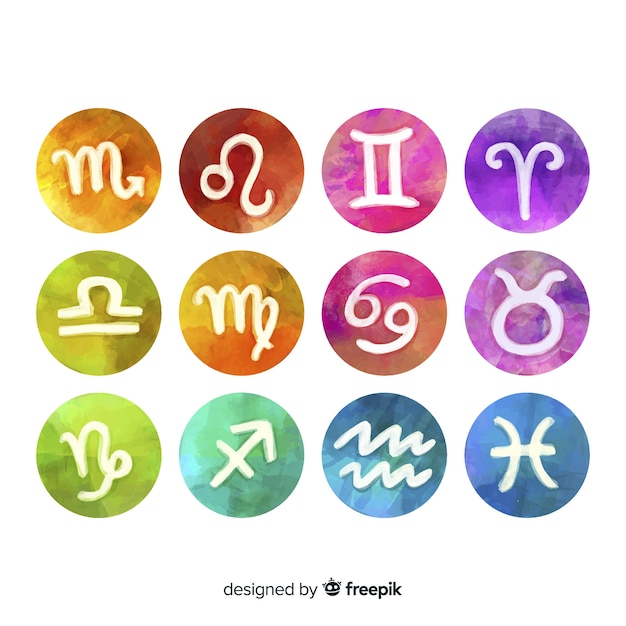 Signos de acuarela zodiacos