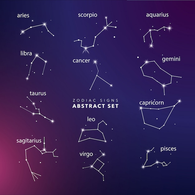 Vector signos astrológicos del zodiaco