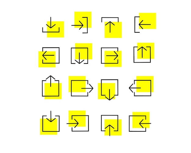 Signos de flechas vectoriales aisladas sobre fondo blanco