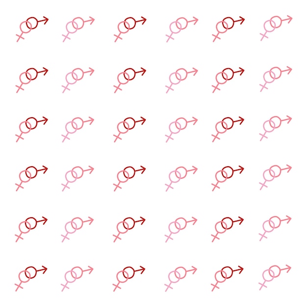 Vector signos de hombres y mujeres sin costura patrón elementos dibujados a mano patrones de contorno romántico para tarjeta de felicitación