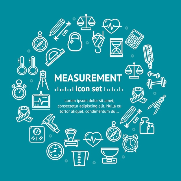 Signos de medición Plantilla de diseño redondo Concepto de icono de línea Vector