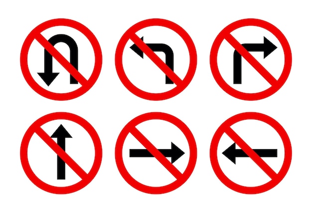 Signos de tráfico en fondo blanco Seguridad del tráfico en carretera Ilustración vectorial