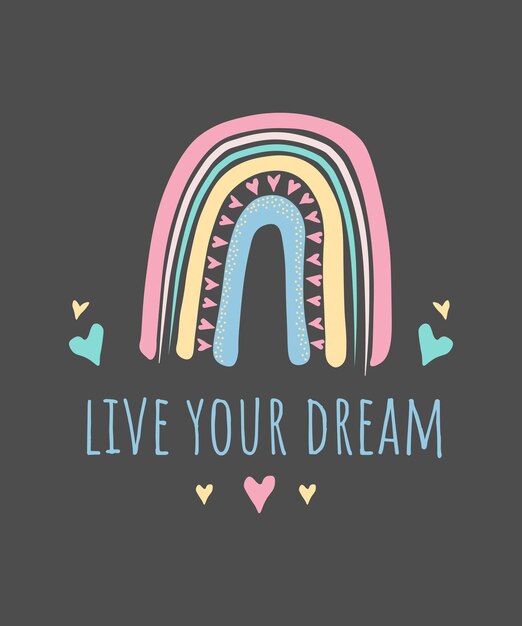 Sigue tus sueños cartel del arco iris Letras lindas Arco iris elegante simple