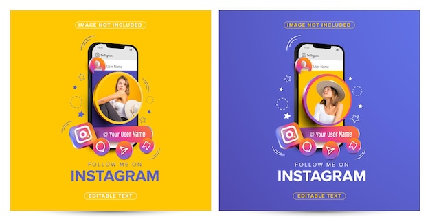 Vector sígueme en plantilla cuadrada de instagram