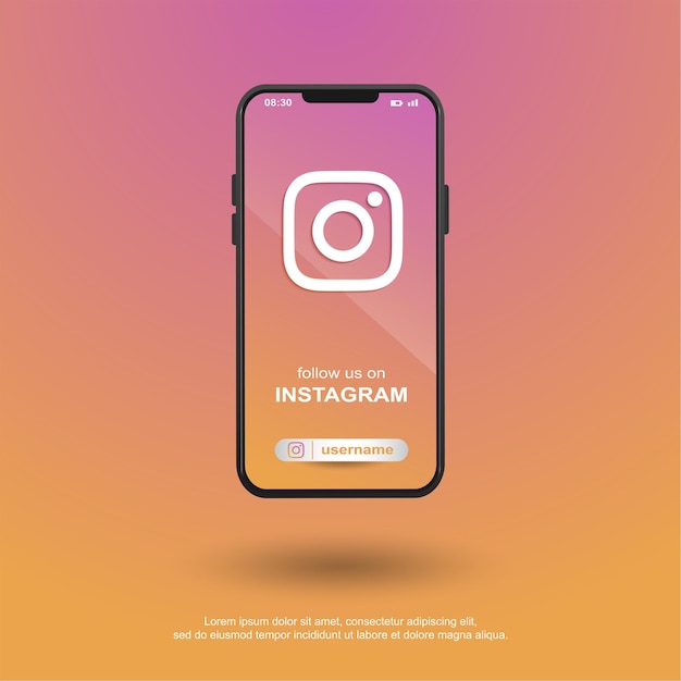 Vector síguenos en las redes sociales de instagram en el móvil