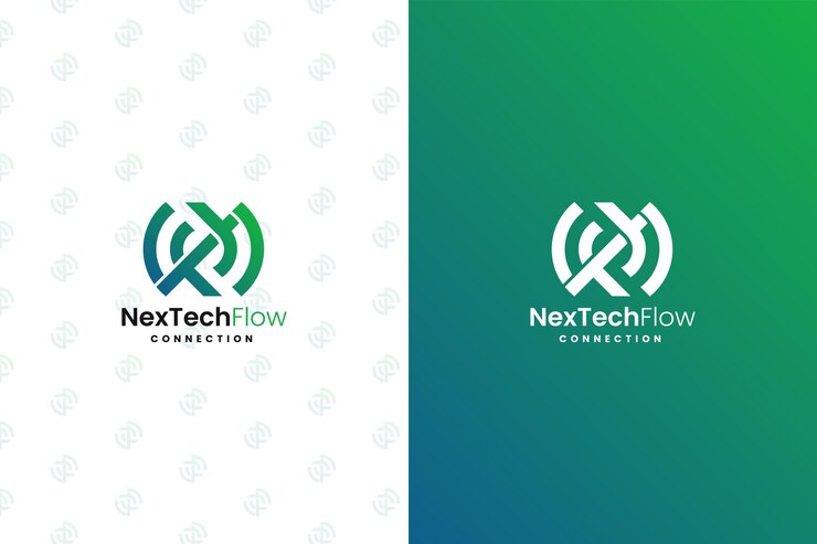 Vector la siguiente plantilla de diseño de logotipo de monograma de conexión wi-fi de tech flow