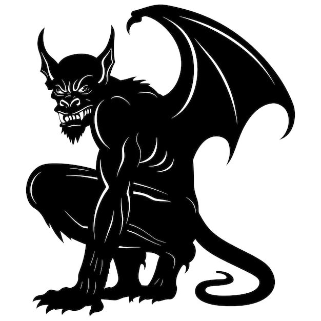 Vector silhouette gargoyle mítica criatura monstruo en el juego mmorpg color negro sólo