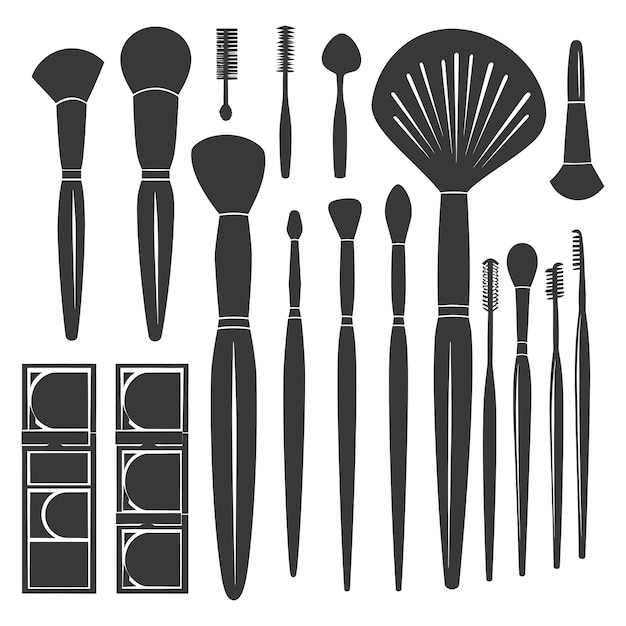 Vector silhouette makeup tool and equipment black color only