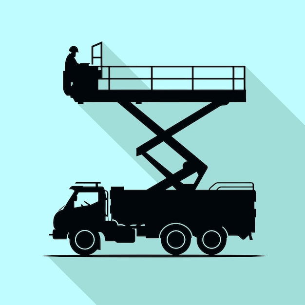 Vector silhouette_of_aerial_work_platform_bucket_truck (silueta de la plataforma de trabajo aérea)