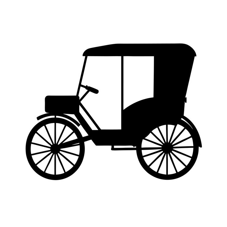 Silhouette of an Antique Horse-Drawn Carriage