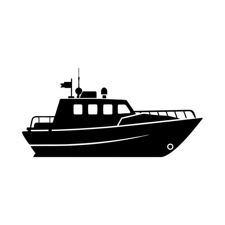 Silhouette of a Motorboat for Business Card Design