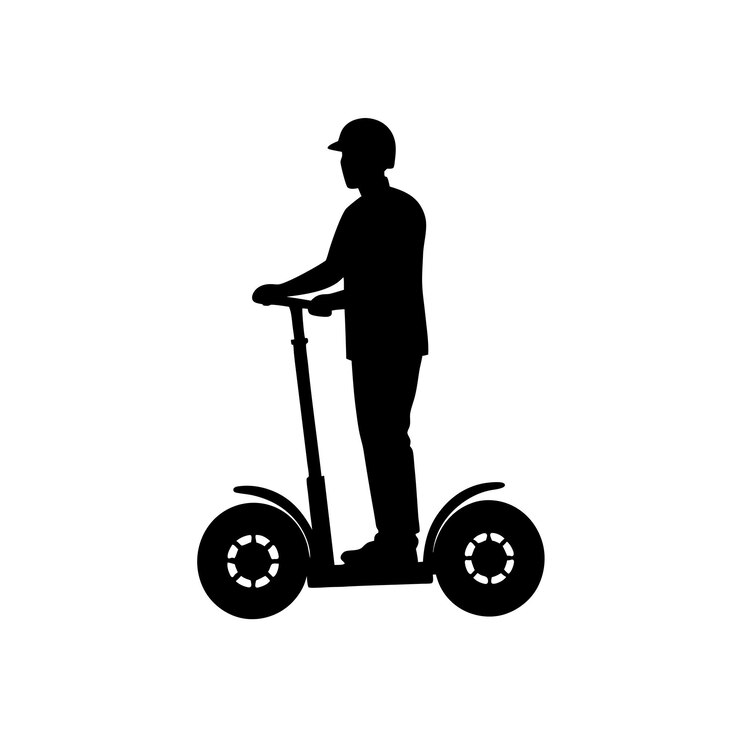 Silhouette of a Person Riding a Segway