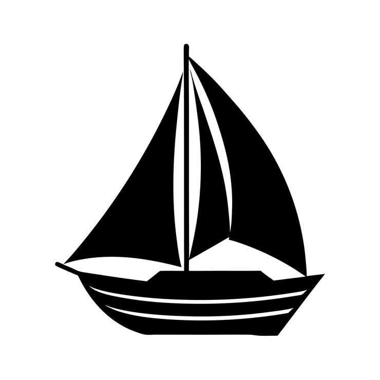 Silhouette of a Sailboat at Sea