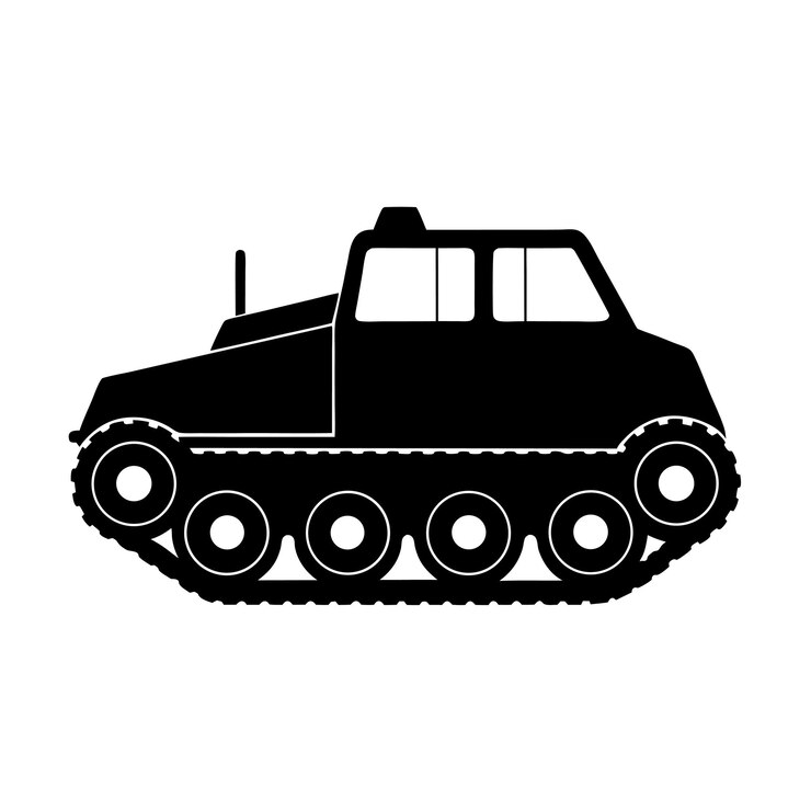 Silhouette of a Tracked Military Vehicle