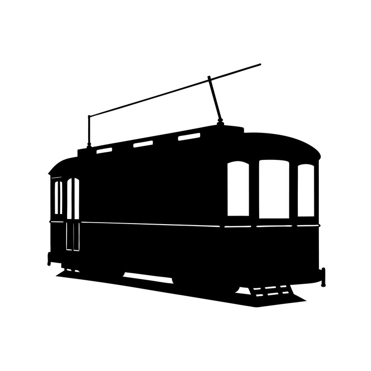 Silhouette of a Vintage Streetcar