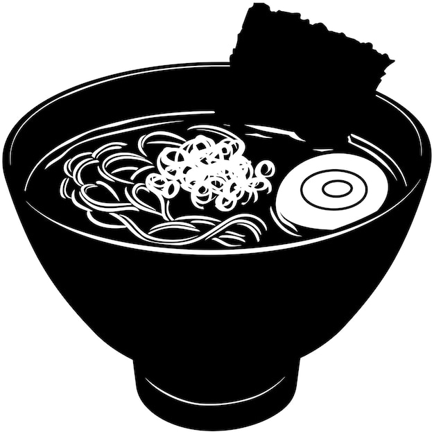 Silhouette ramen o ramyeon sólo en color negro