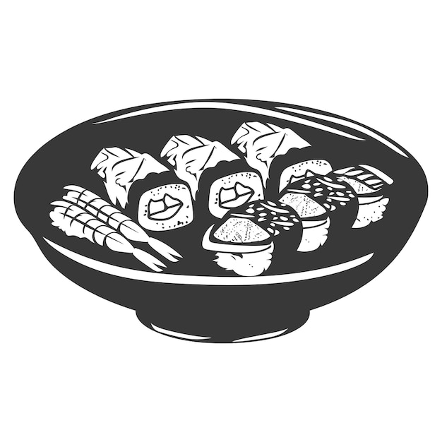 Vector silhouette sushi o kimbab plato sólo de color negro