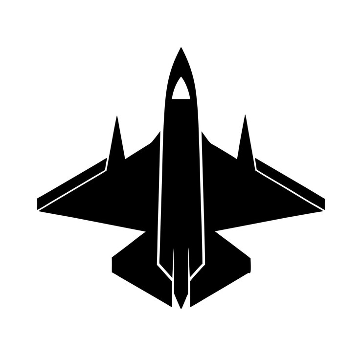 Silhueta de un avión de combate furtivo