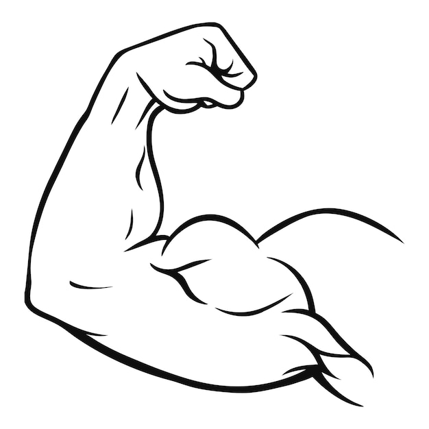 Silhueta de los bíceps que flexionan el brazo