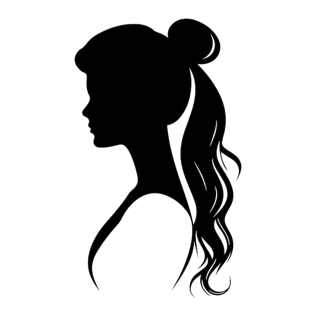 Silhueta de cabello de niña minimalista y elegante de un clipart