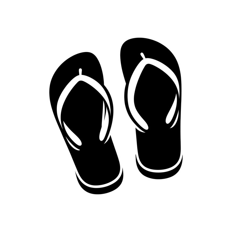 Vector silhueta de chanclas de alta calidad en blanco y negro ideal para proyectos de vacaciones y viajes