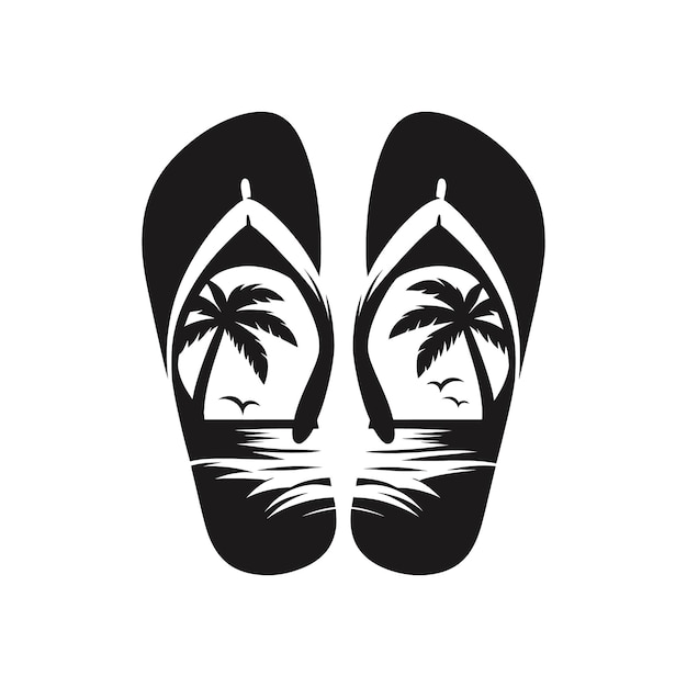 Silhueta de chanclas de alta calidad en blanco y negro ideal para proyectos de vacaciones y viajes