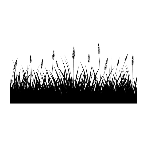 Silhueta de color negro de vector mínimo sencillo de hierba