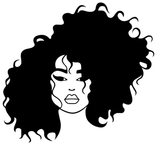 Silhueta dibujando la cara de una mujer con el cabello rizado