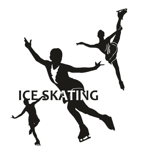 Silhueta dinámica de patinaje sobre hielo