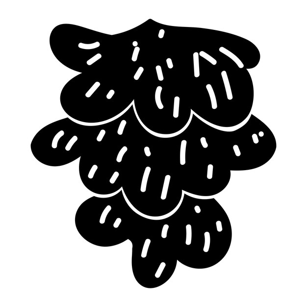 Silhueta de Doodle de la rama de abeto monocromático de invierno