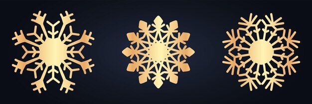 Silhueta dorada de copo de nieve Vector sobre un fondo azul