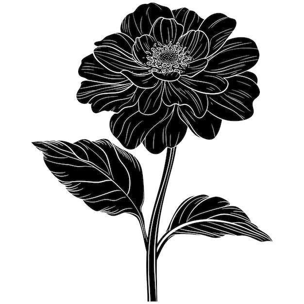 Silhueta de flor cuerpo entero color negro sólo