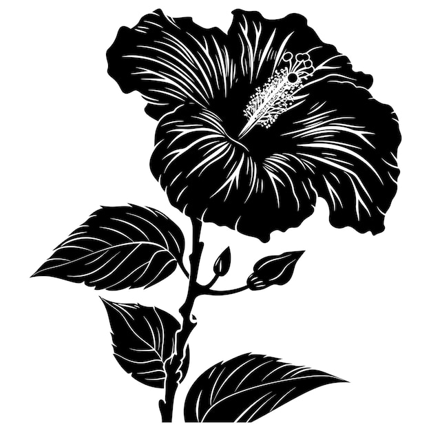 Silhueta de flor cuerpo entero color negro sólo