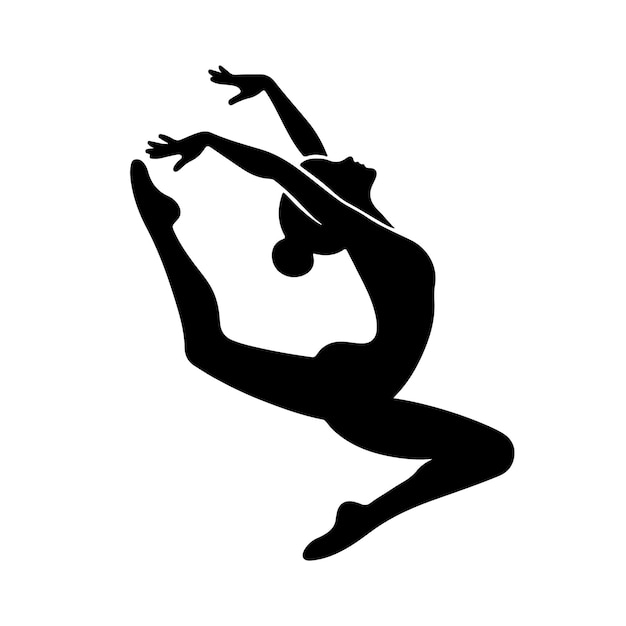 Silhueta de gimnasta de diseño plano aislada sobre un fondo blanco