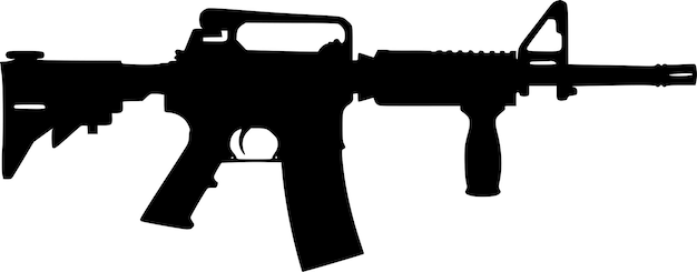 Vector silhueta gráfica negra detallada pistolas armas rifles submáquinas revólveres y escopetas aislado