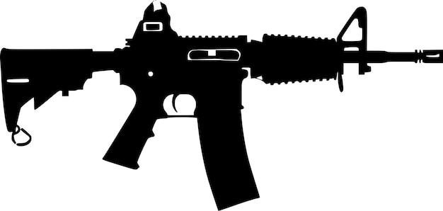 Vector silhueta gráfica negra detallada pistolas armas rifles submáquinas revólveres y escopetas aislado