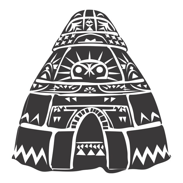 Vector silhueta del iglú de la casa tribal esquimal de color negro