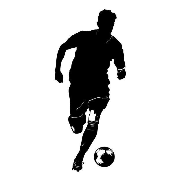 Vector silhueta jugador de fútbol de cuerpo entero color negro sólo