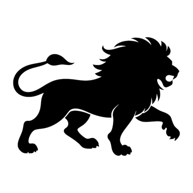 Silhueta de león corriendo diseño de animales en blanco y negro