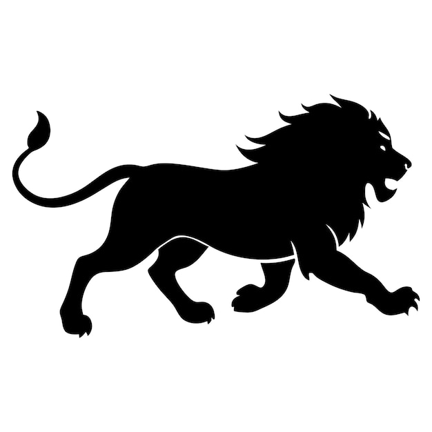 Silhueta de león corriendo diseño de animales en blanco y negro