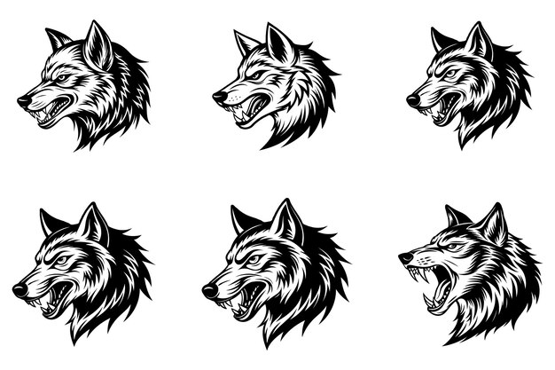 Silhueta de lobo en blanco y negro