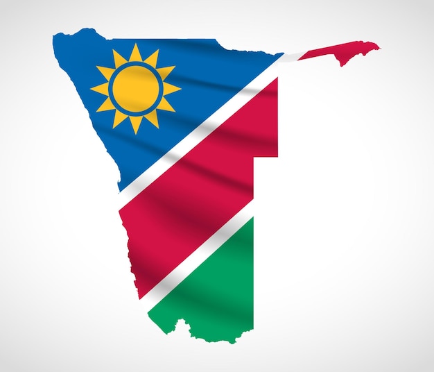 Silhueta del mapa de Namibia con el diseño de la bandera nacional