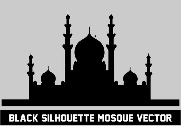 Silhueta de la mezquita color negro para el diseño islámico Vector