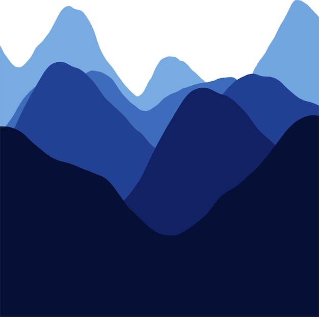 Vector silhueta de las montañas por la noche fondo aislado