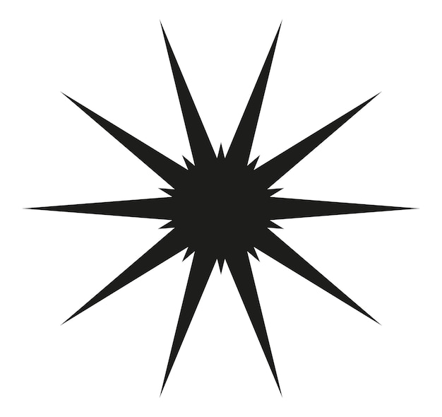 Silhueta negra y aguda de estallido de estrellas