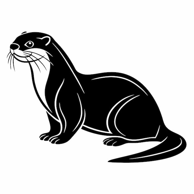 Silhueta negra estilizada de una nutria