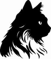Vector silhueta negra del gato birmano con fondo transparente