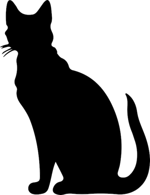 Vector silhueta negra de gato javanés con fondo transparente